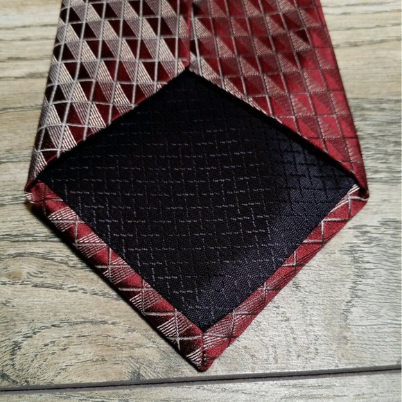 Jones New York Mens 100% Silk Tie Formal Suit  Luxury Style Collection Maroon - Picture 6 of 6